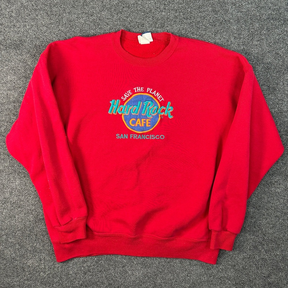 VTG Hard Rock Cafe San Francisco Lee Heavyweight Sweatshirt Red Men's Size‎ XL